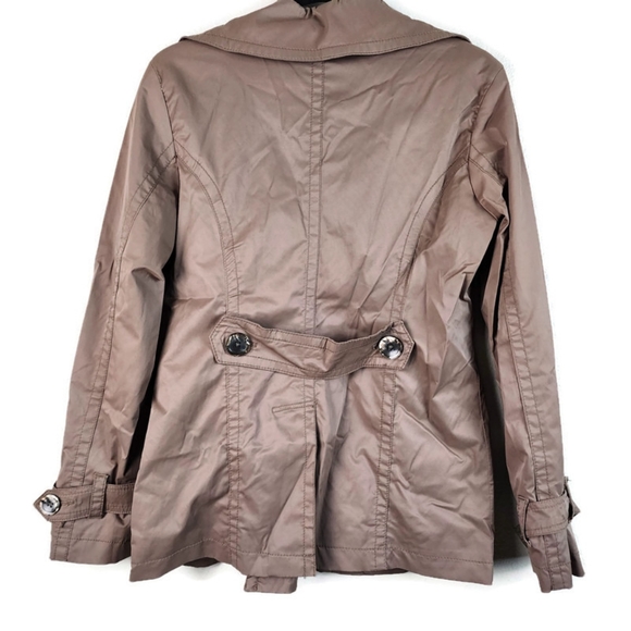 Merona Med Light Brown Classic Button Up Trench Coat Double Breasted Jacket - Picture 4 of 6